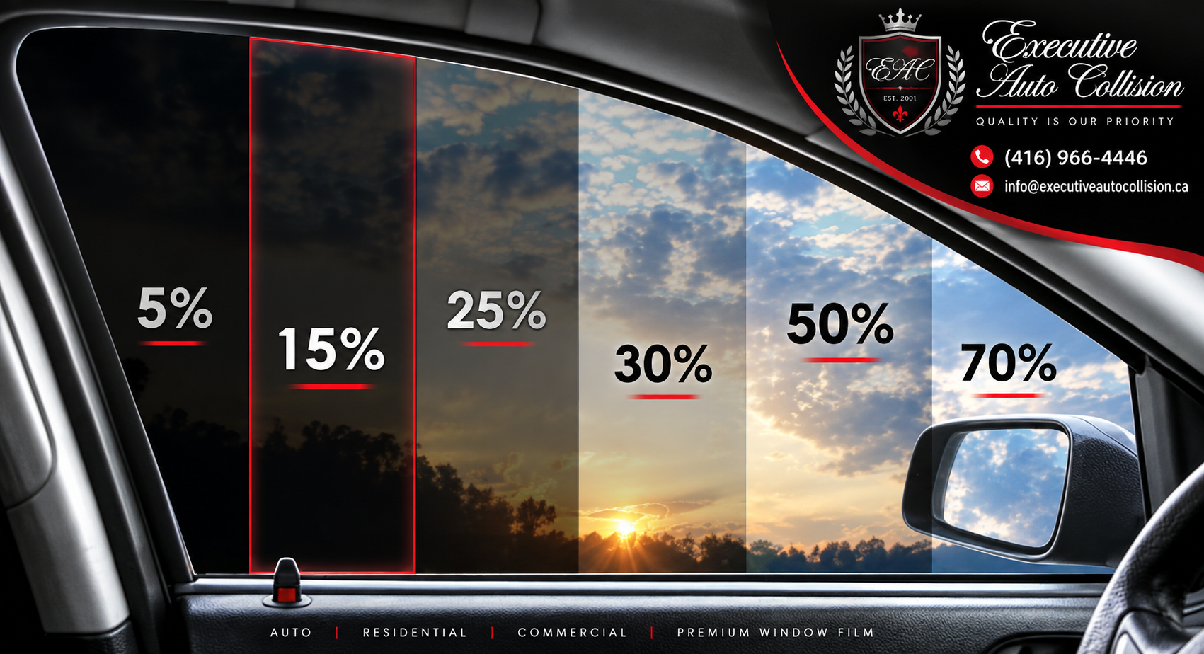 Automotive window tint shade guide